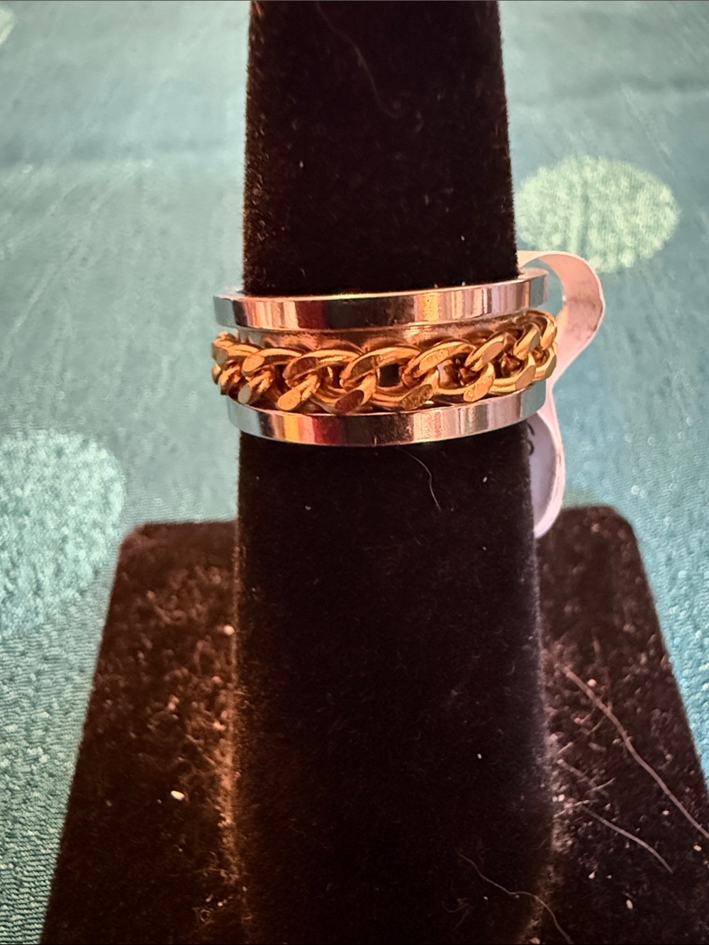 Gold & Silver Two-Tone Chain Band Ring for Men